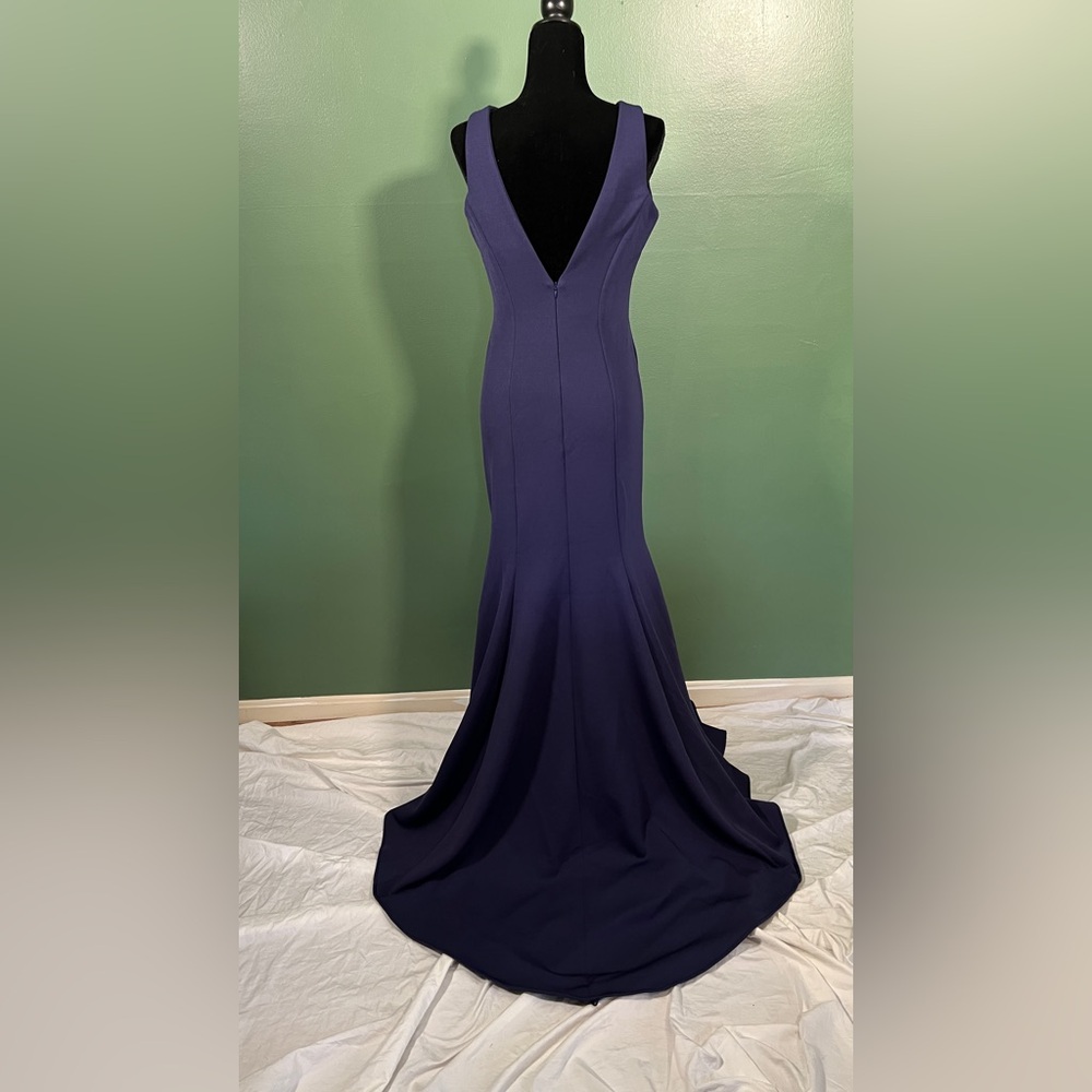 Pia Gladys Perey Holly mermaid style floor length gown with train, Navy, size 8